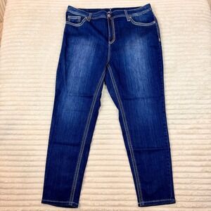 Seven7 Womens Plus Size 24W Dark Wash Skinny Jeans Stretch Denim Blue